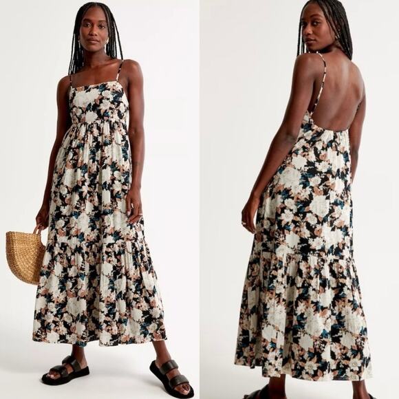 Abercrombie & Fitch Dresses & Skirts - Abercrombie & Fitch Low Back Floral Babydoll Maxi Dress Womens Size M Tall